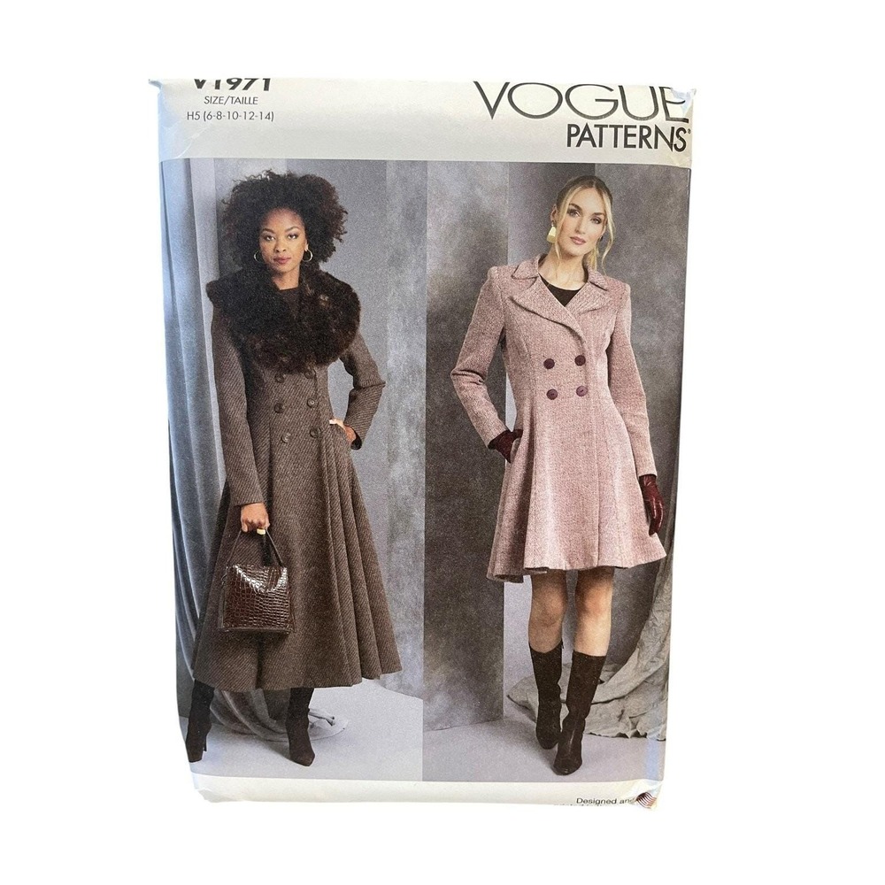 Vogue Patterns V1971 Misses' Coat H5 (6-8-10-12-14) Lined Double-Breasted
